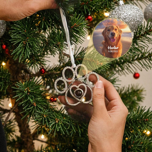 Christmas Dog Paw Photo Projection Ornament