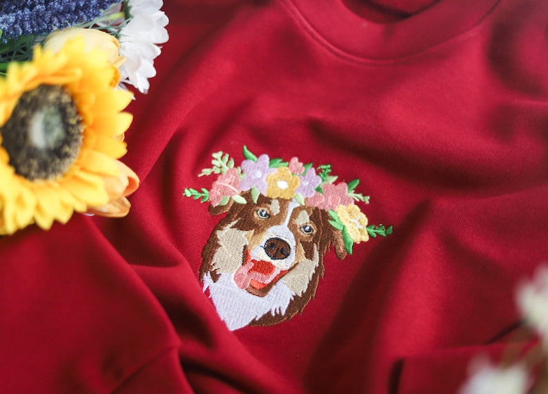 Custom Dog Face Embroidered Sweatshirt From Your Photo Hoodie T-shirt