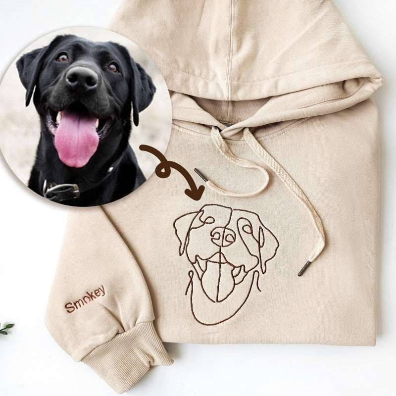 Personalized Pet Embroidered Center Sweatshirt- Stylish Outline Style