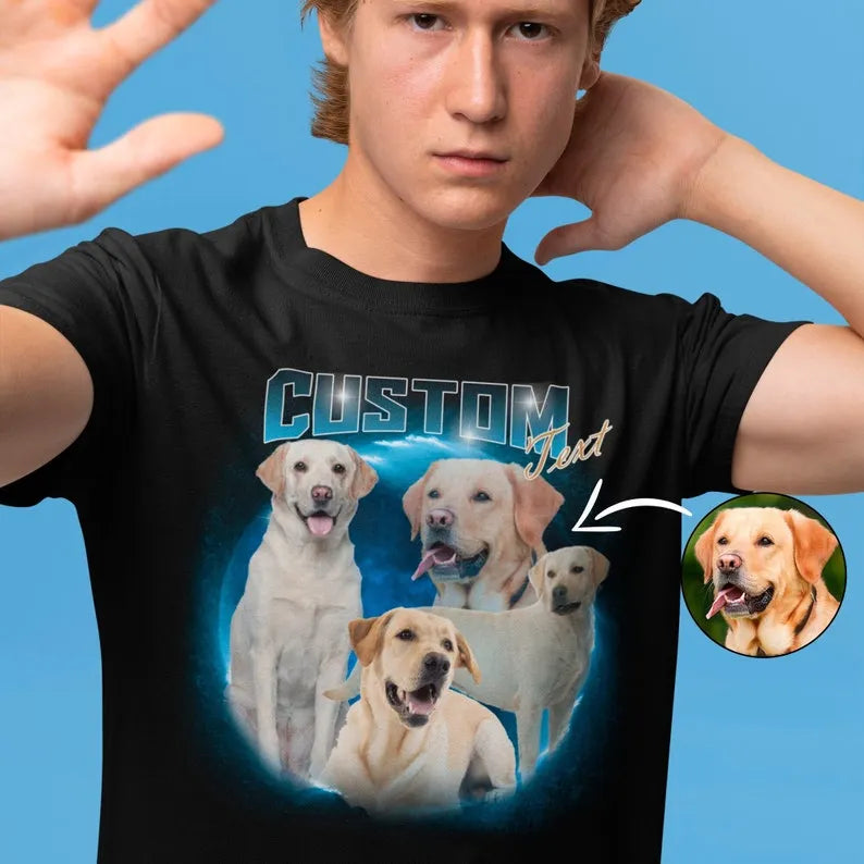 Customized Retro 90s Pet Tee Hip Hop Printing T-shirt Sweatshirt Hoodie