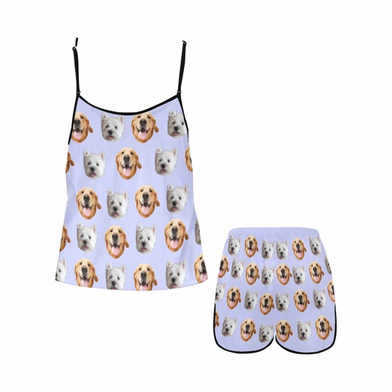 Personalized Women's Spaghetti Strap Short Pajama Set with Pet Face