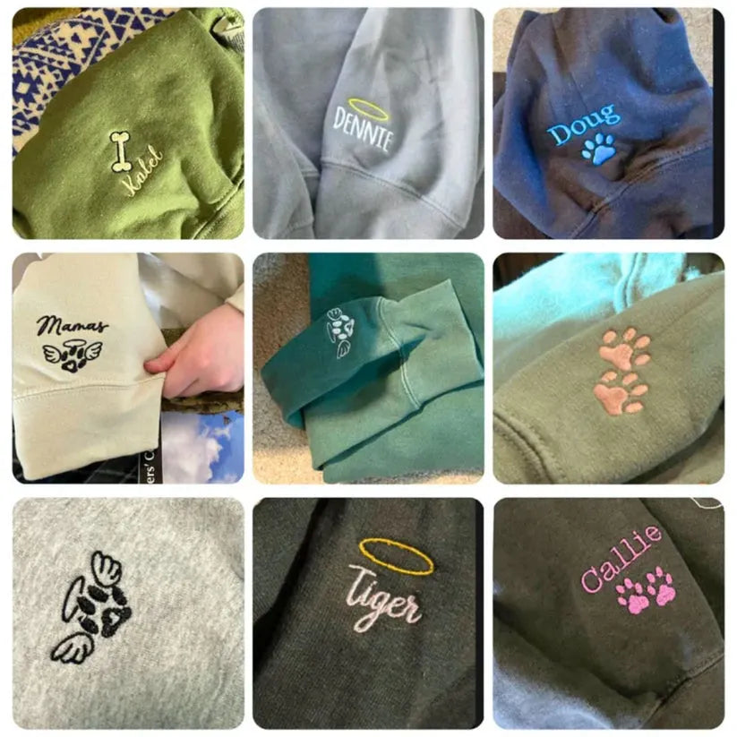 Custom Pet Photo Embroidered Dog Initials Hoodie Perfect Gift For Pet Owners- Varsity Colorful Design