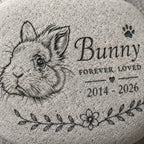 Custom Pet Portrait Grave Marker, Rabbit Dog Cat Remembrance Garden Stone, Pet Memorial Stone