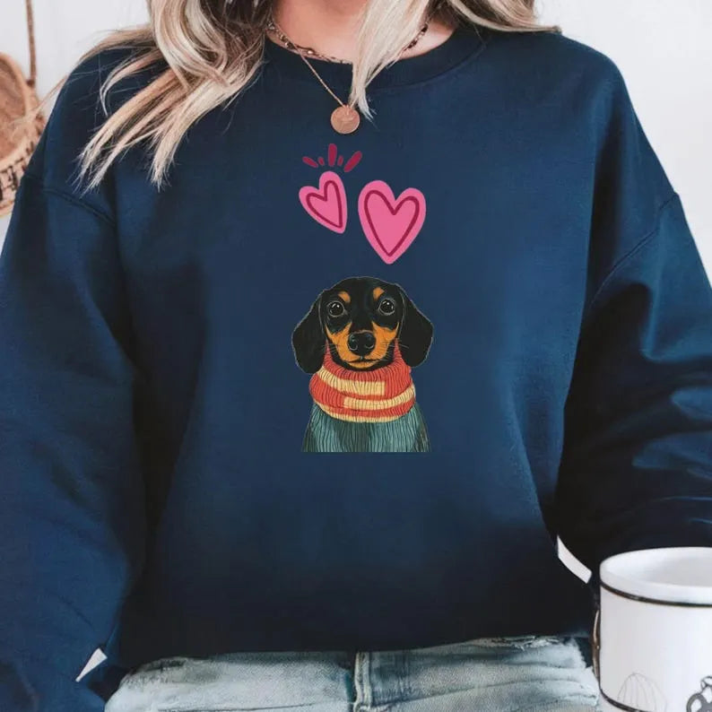 Custom Valentine’s Day Dog in Knitted Sweater – Personalized Dog/Cat Hoodie & T-Shirt