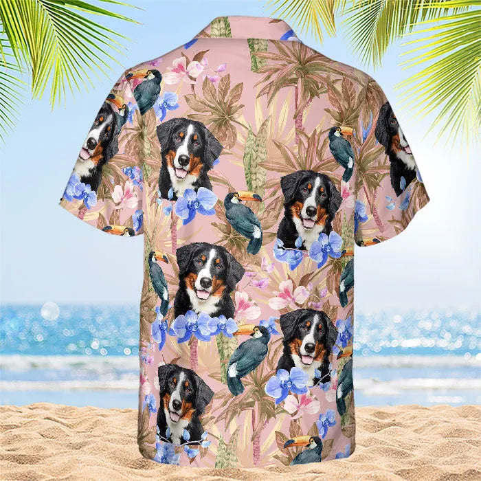 Tropical Bird & Flower Custom Pet Hawaiian Shirt - Personalized Dog/Cat Photo Design
