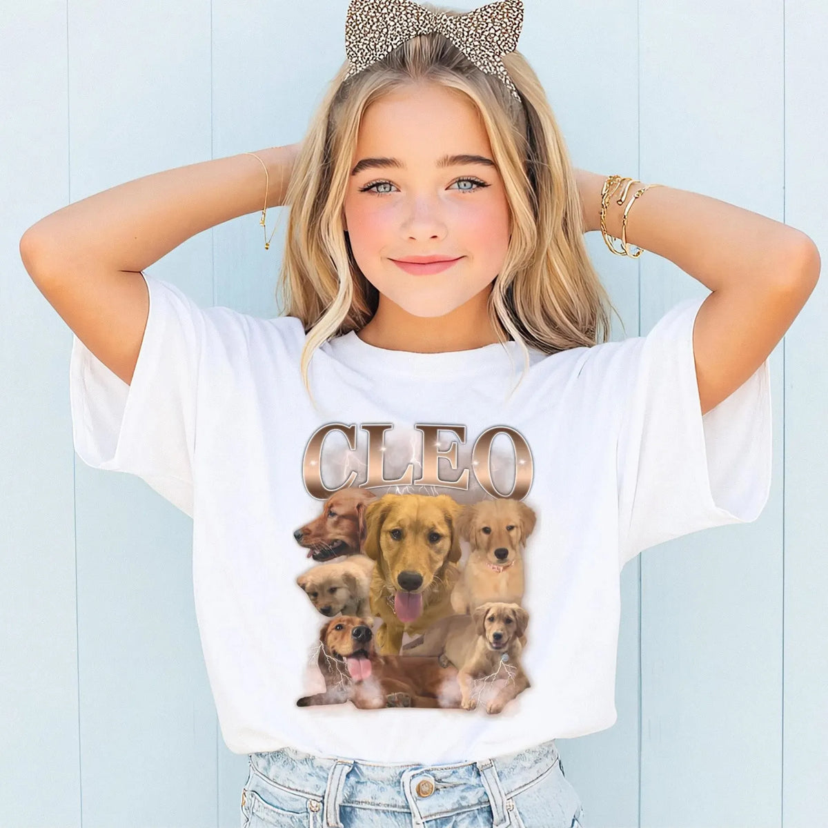 Custom Pet Photo Washed T-Shirt for Kids, Retro Bootleg Youth Tee