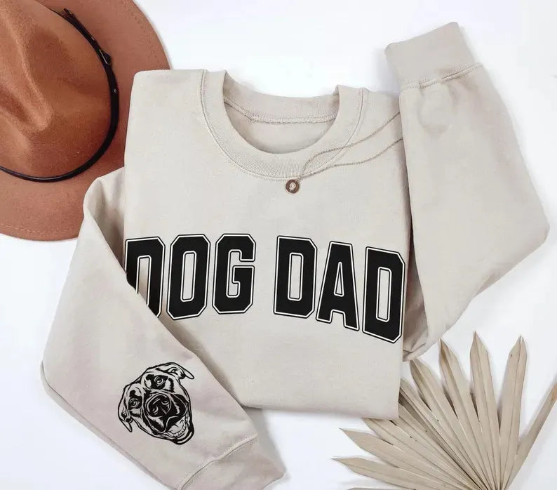 Dog Dad Personalized Sweatshirt – Custom Pet Portrait Gift for Father’s Day or Birthday