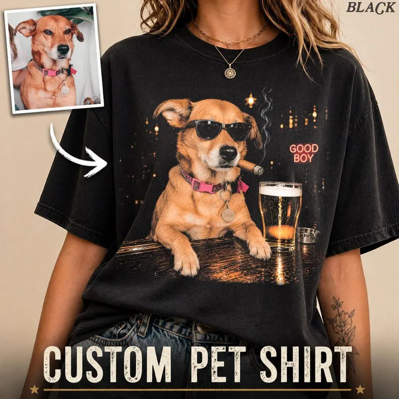 Custom Dog Drinking Beer Shirt, Pet Lover Gift