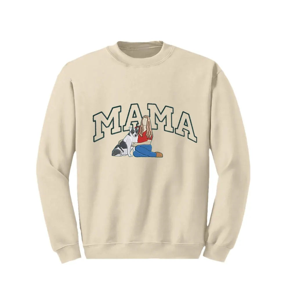 Custom Embroidered Pet From Your Photo Sweatshirt T-shirt, Dog Mom Dog Dad Hoodie- Varsity Colorful Design