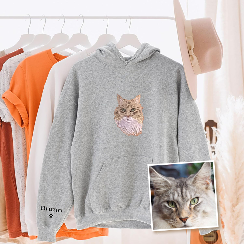 Maine Coon Cat Lover Custom Embroidered Sweatshirt Hoodie T-shirt