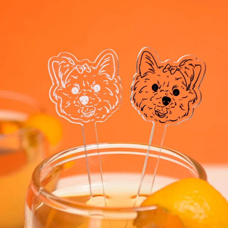 Personalized Acrylic Pet Wedding Cocktail Stir Stick, Custom Dog Stirrers, Wedding Swizzle