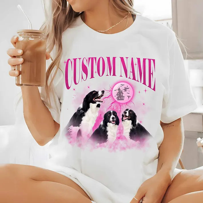 Custom Retro Shirt from Pet Photo,  Moon Shirt, Personalized Halloween T-shirt  Crewneck Hoodie