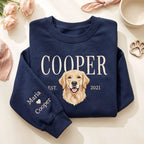 Custom Embroidered Dog Portrait Sweatshirt, Personalized Pet Photo Name Embroidered Crewneck