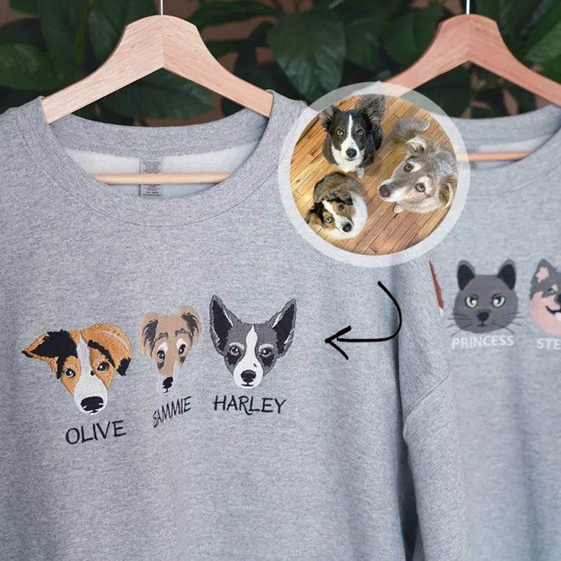 Custom embroidered pet T shirt, hoodie, sweatshirt embroidered Personalized- Colorful Design