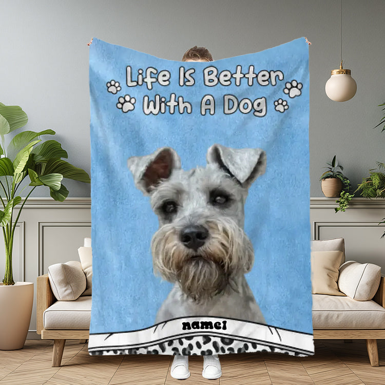 Custom Photo Life Is Better With Dog & Cat - Personalized Custom Blanket 