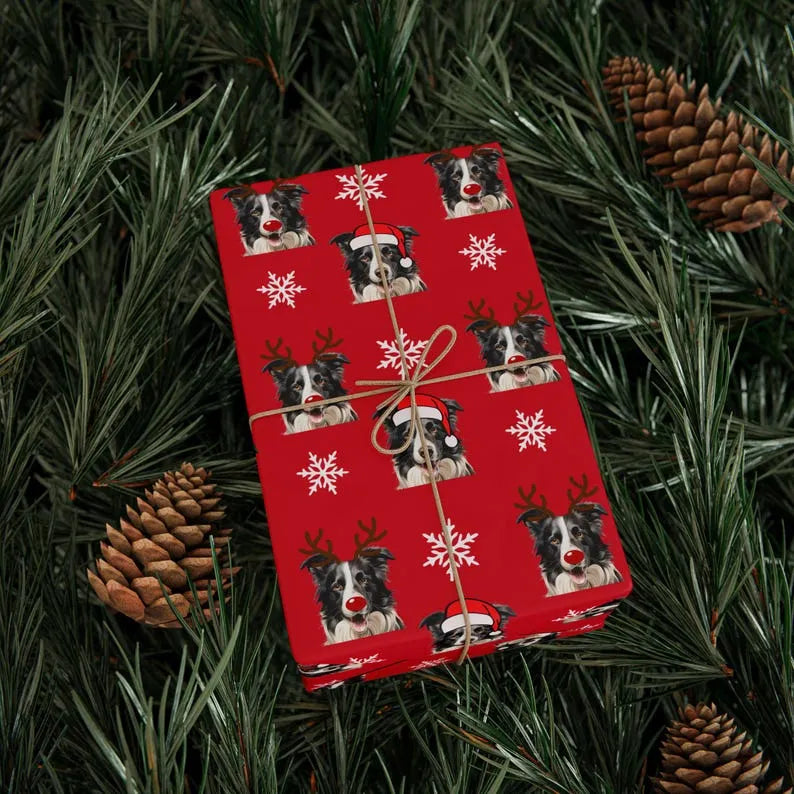 Custom Pet Photo Christmas Wrapping Paper, Custom Dog Wrapping Paper