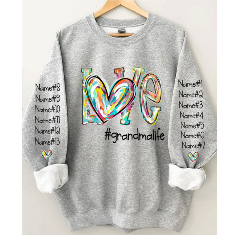 Love Grandma Life Fall Autumn Color Clipart Custom Sweatshirt