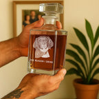 Custom Engraved Decanter with Dog Photo, Personalized Father's Day Gift