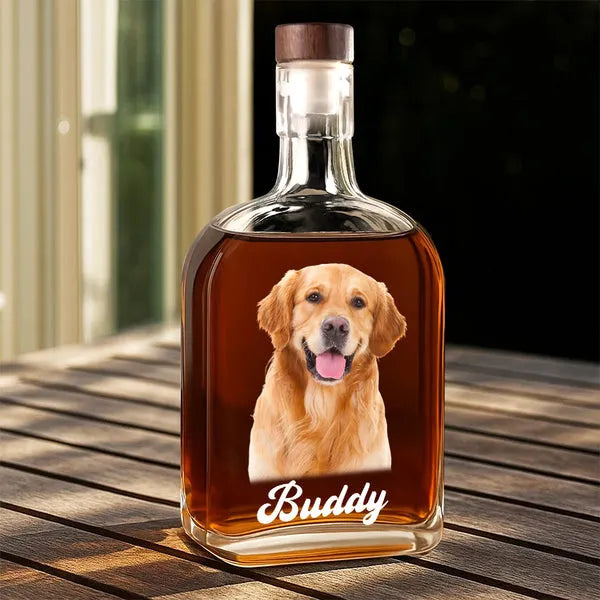 Custom Dog Photo Whiskey Bottle For Dog Lovers