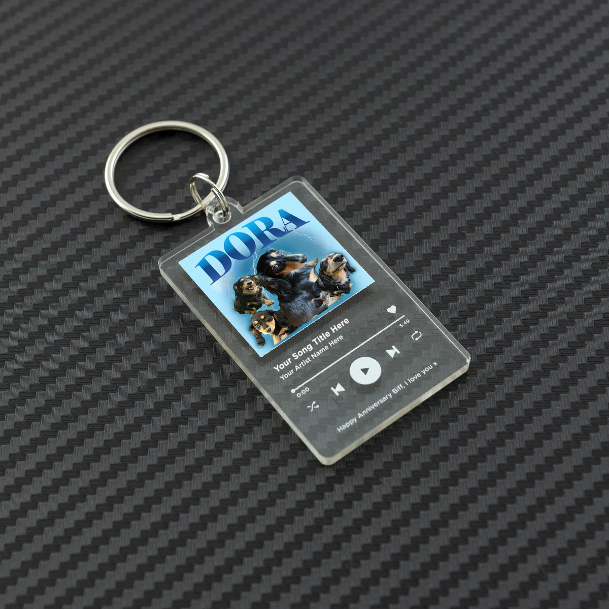 Custom Pet Photo Bootleg Rap 90s Style Keychain with Song Player