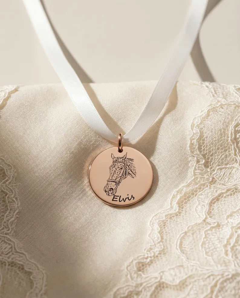 Wedding Bouquet Engraved Bridal Charm With Custom Pet Portrait