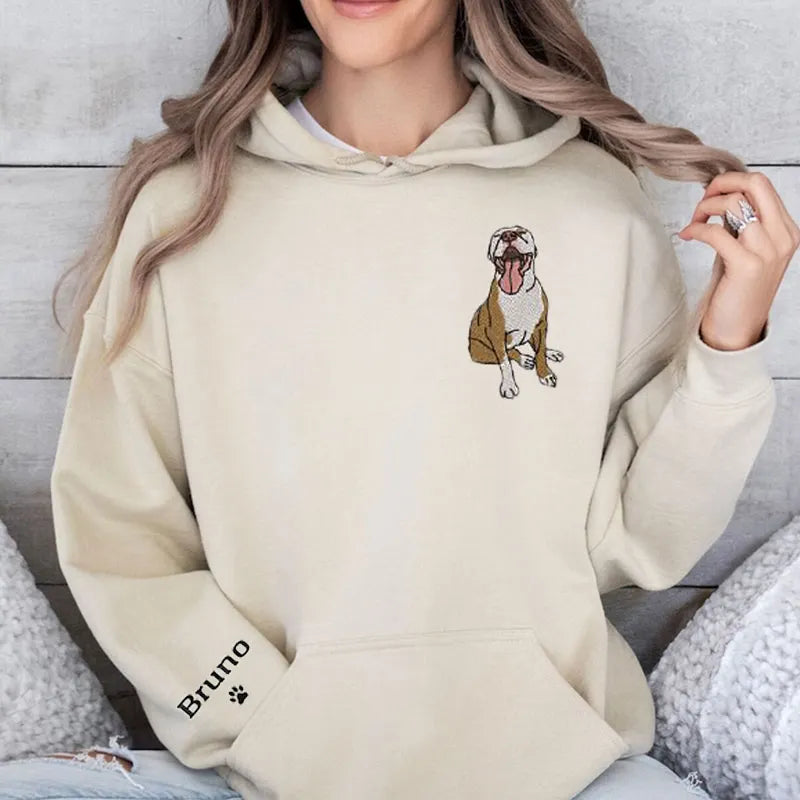 Custom Embroidered Pet Color Photo Embroidery T-shirt Sweatshirt Hoodie- Colorful Design