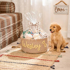 Personalized Pet Toy Basket, Custom Cotton Rope Storage