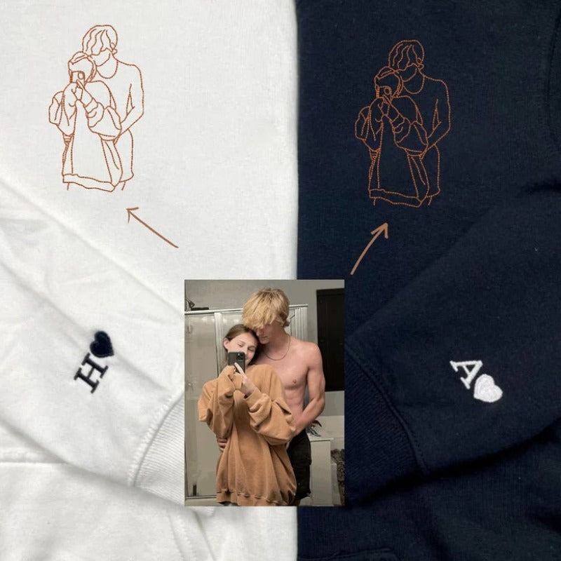 Personalized Embroidered Outline Photo Sweatshirt