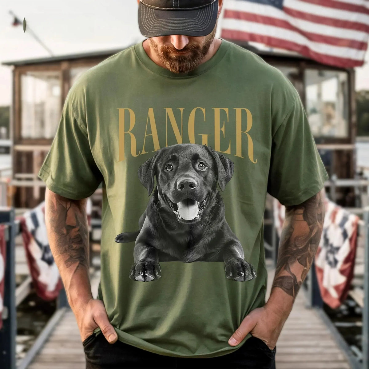 Custom Dog Photo Shirt for Dog Dad, Vintage Custom Pet Photo and Name Shirt