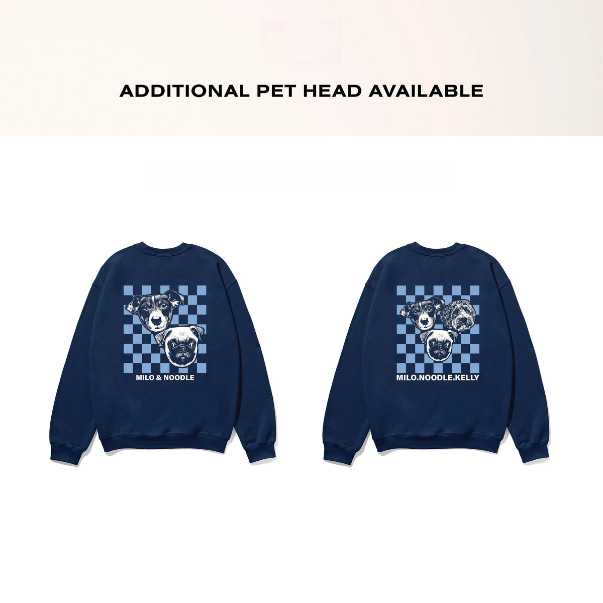 Personalized Pet Photo Sweatshirt / T-Shirt with Name – Checkerboard Style