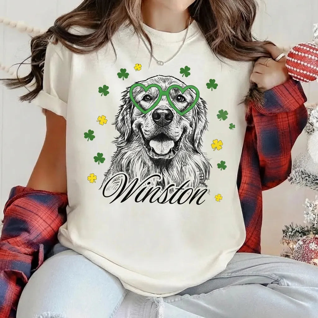 Custom Pet Photo Sweatshirt, St. Patrick's Day Dog or Cat Photo Hoodie T-shirt