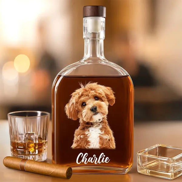 Custom Dog Photo Whiskey Bottle For Dog Lovers