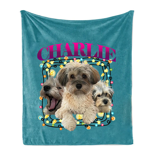 PetFiestas® Christmas Personalized Dog Blanket Custom Christmas Retro Style Pet Blanket