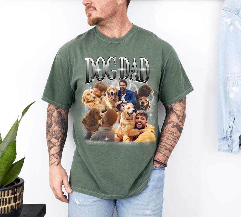 Custom Dog Dad Shirt with Photo, Pet Bootleg Shirt, Father's Day Gift