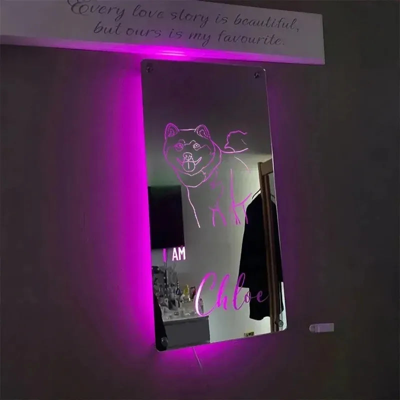 PetFiestas® Customized Family & Pet Photo Mirror Light