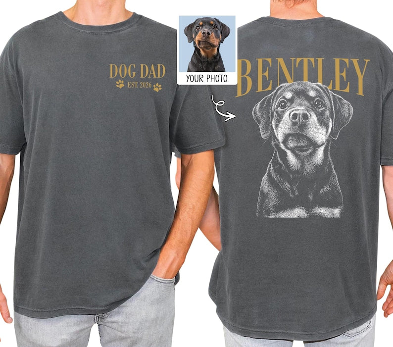 Custom Dog Dad Shirt with Pet Photo and Pet Name, Dog Lover Owner Gift