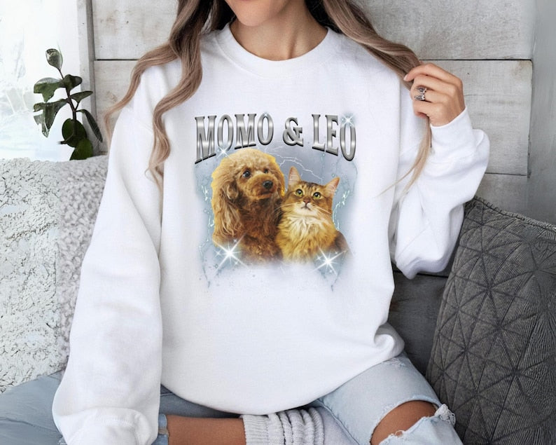 Pet Custom Bootleg Sweatshirt T shirt Hoodie Personalize Retro Shirt