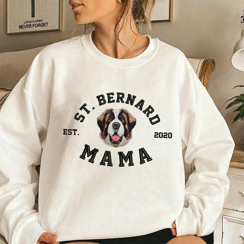 Custom Dog Name Portrait Embroidered Sweatshirt Hoodie for Dog Mom