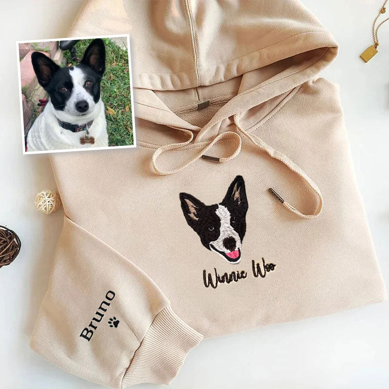 Custom Embroidered Pet Sweatshirt, Personalized with Your Pet’s Photo Embroidery Hoodie- Colorful Design
