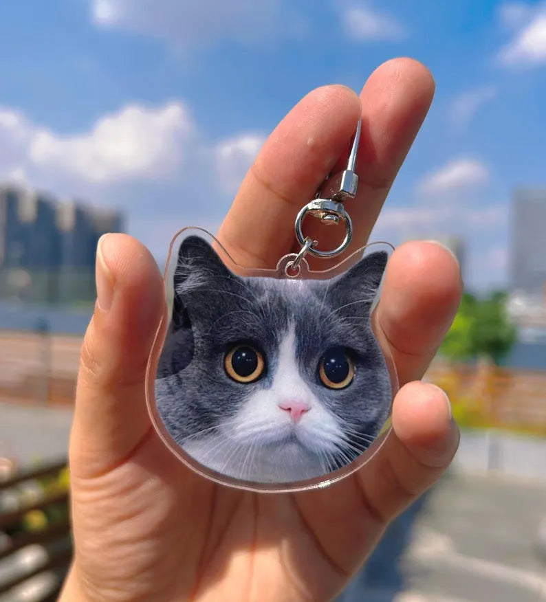 Personalized Pet Photo Keychain Pet Portrait Keychain
