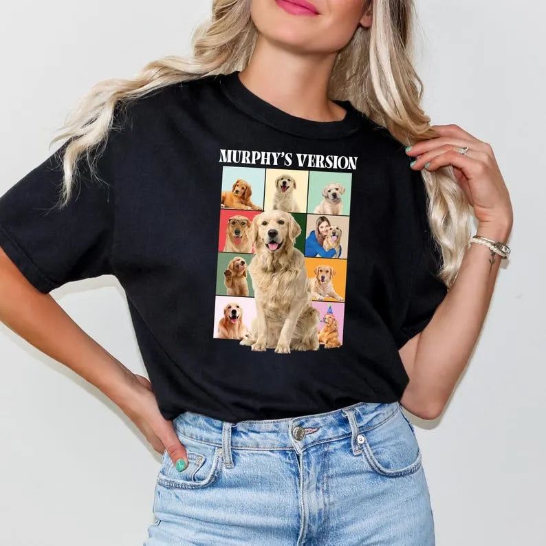 Custom Dog Photo Collage Shirt, Eras Tour Tee for Dog Mom