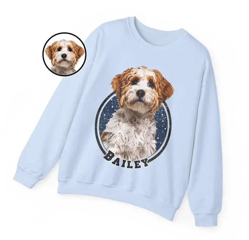 Custom Pet Sweatshirt – Personalized Pet Retro T-Shirt with Pet Photo and Names