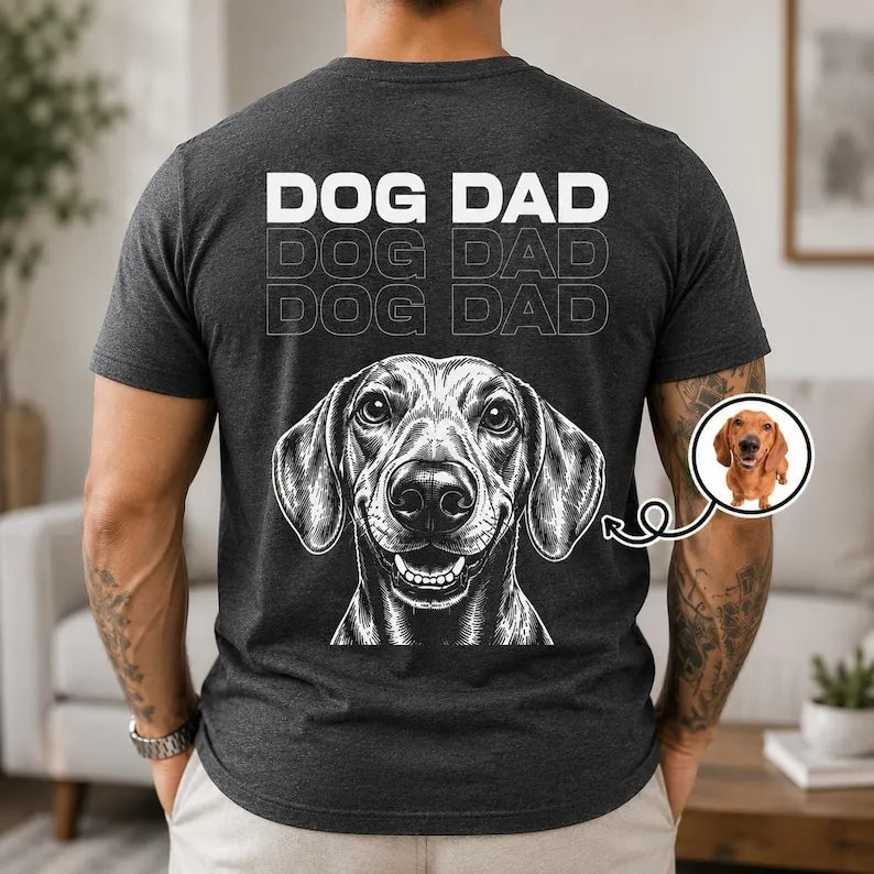 Custom Dog Dad Photo T-shirt, Father's Day Shirt For Dog Dad