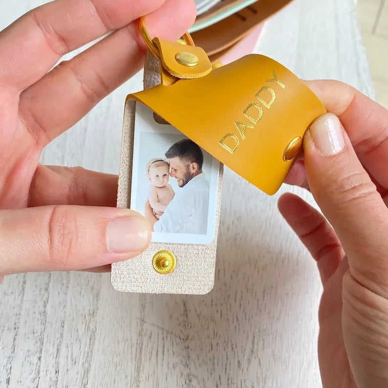 Personalized Mummy Photo Keyring, Leather Custom Photo and Nickname Keychain, Mother's Day Gift