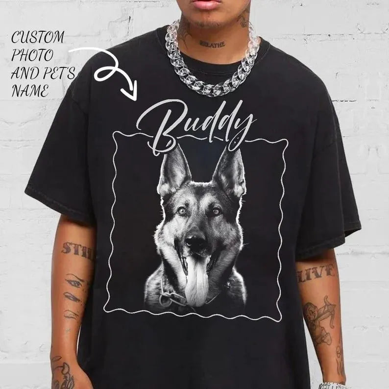 Custom Dog Portrait Tee for Dog Mom Dog Dad, Gift for Pet Lover