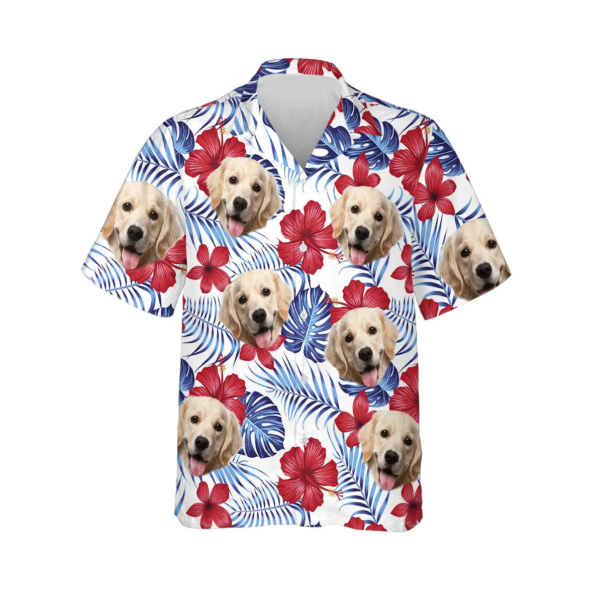 Blooming Pal - Personalized Custom Dog Photo Hawaiian Shirt Beach Shorts Set