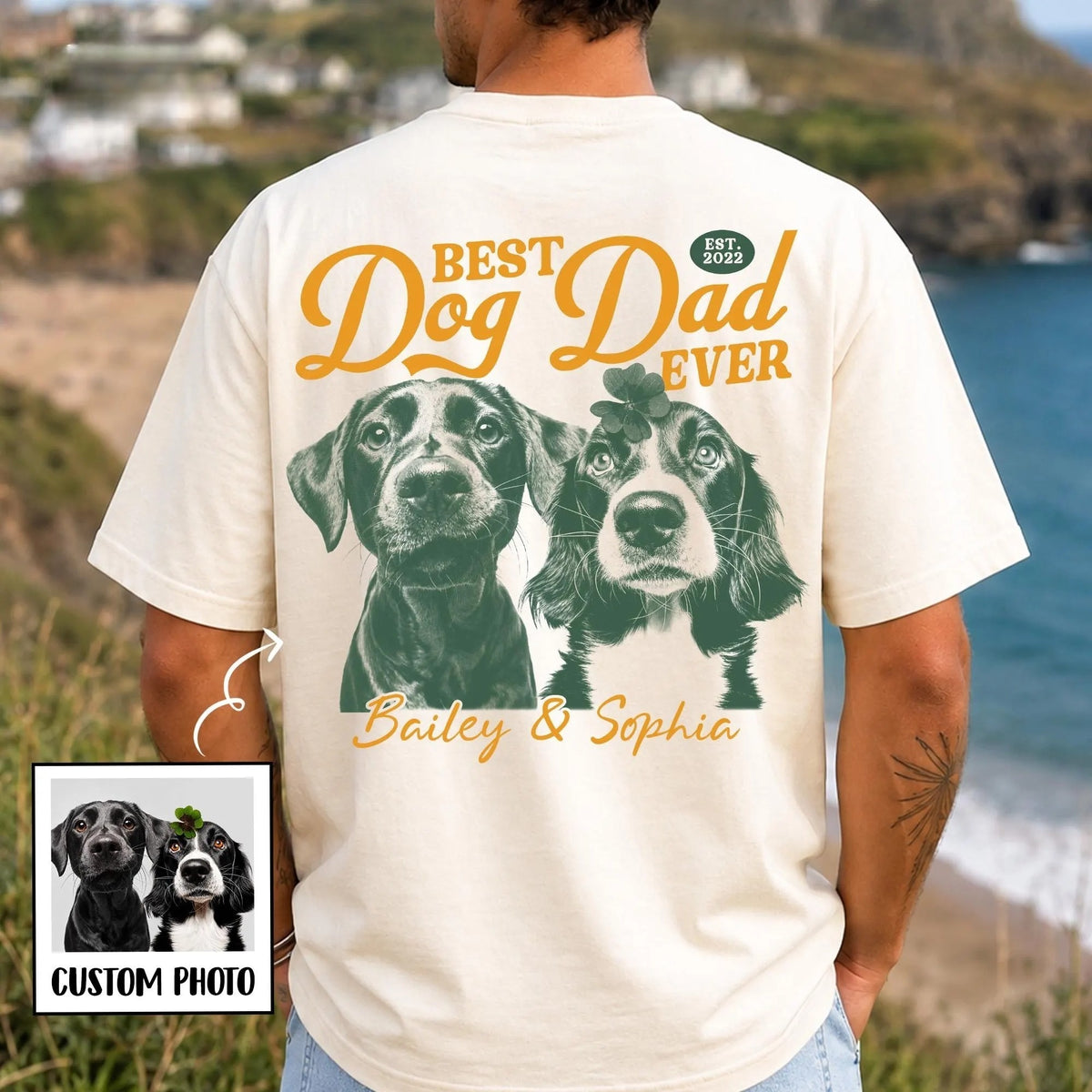 Personalized Photo Best Dog Dad Ever Shirt, Custom Name Dog Tee