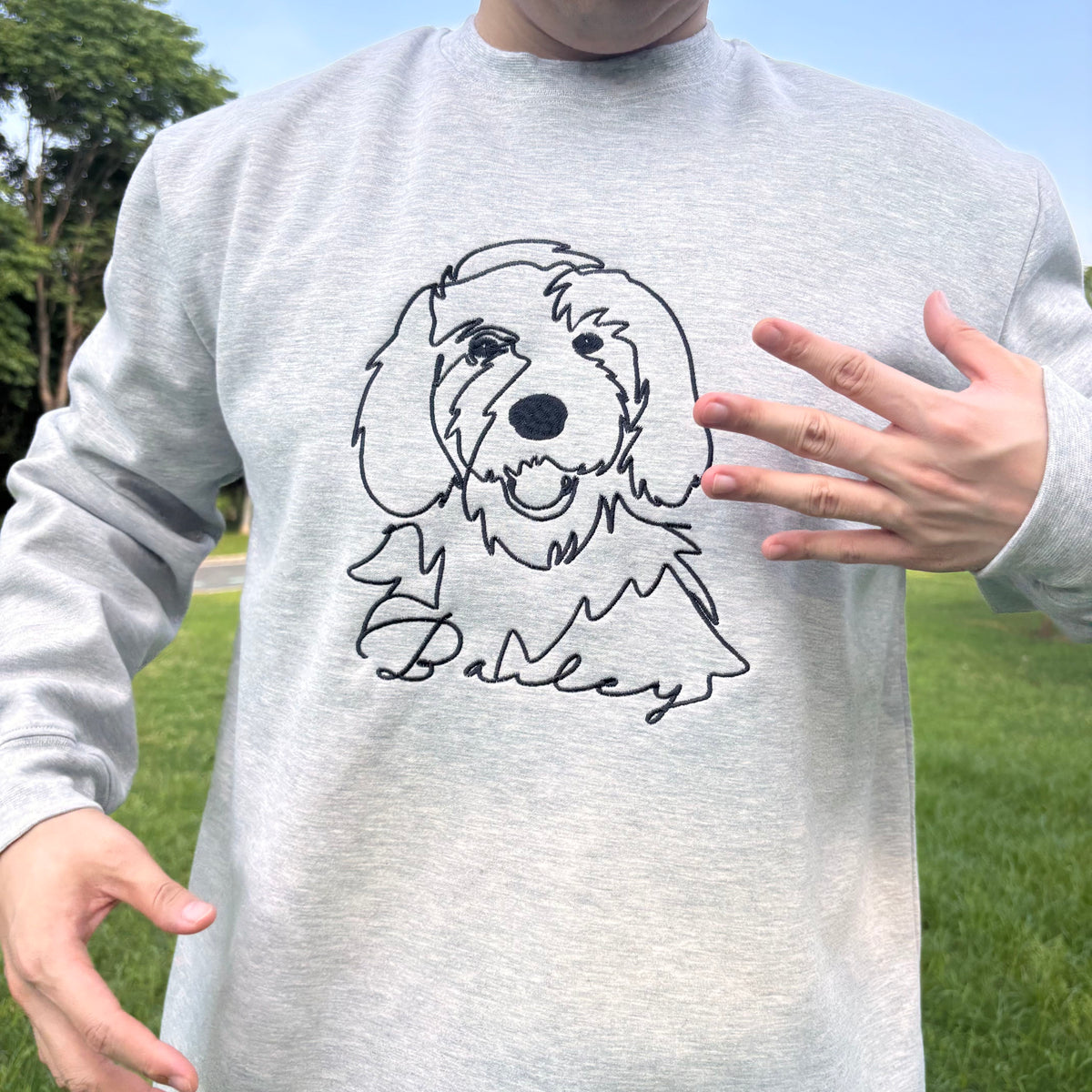 Custom Pet Outline Embroidered Hoodie – One-Line Stitch Art Sweatshirt/Tee- Stylish Outline Style
