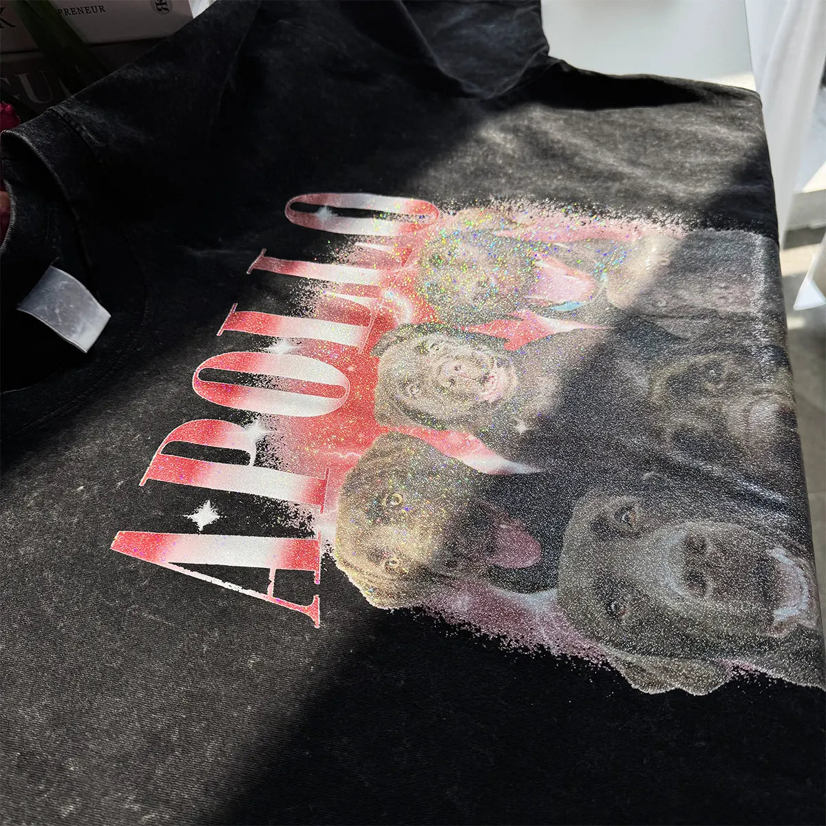 PetFiestas® Custom Photo Glitter Printed Vintage 90s Graphic Tee Sweatshirt Hoodie