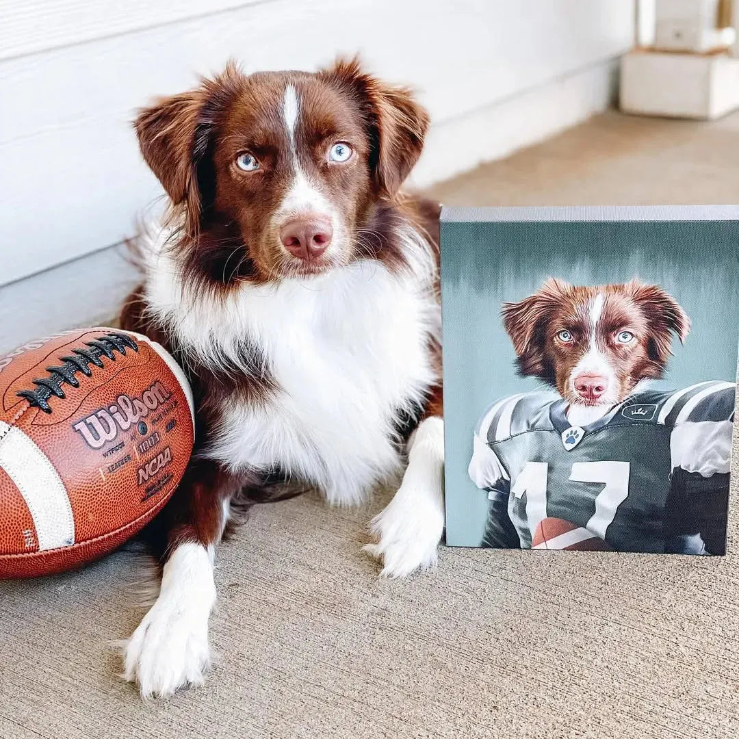 The Football Player - Custom Pet Portrait Canvas Frame